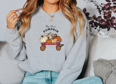 'Hey There Pumpkin' Pumpkin Cart Cute Autumn Sweatshirt