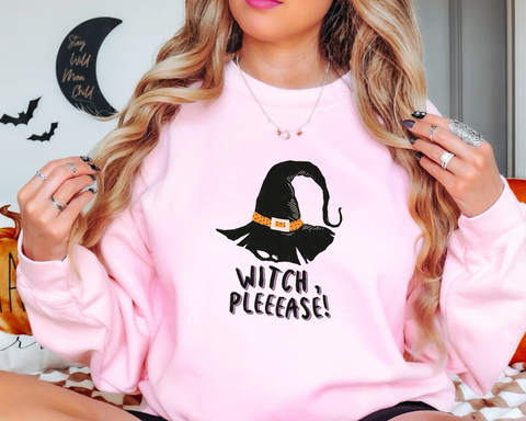 'Witch Pleeease!' Wicthes Hat Fun Halloween Sweatshirt - 4 Colour Options