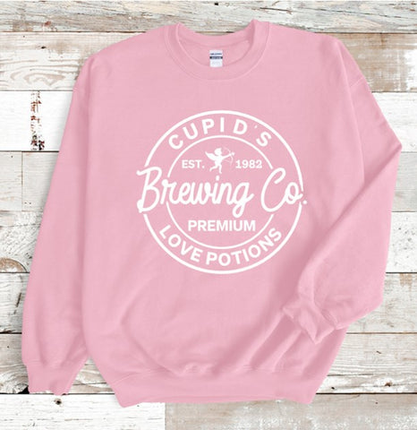 Adults 'Cupid's Brewing Co' Light Pink Sweatshirt