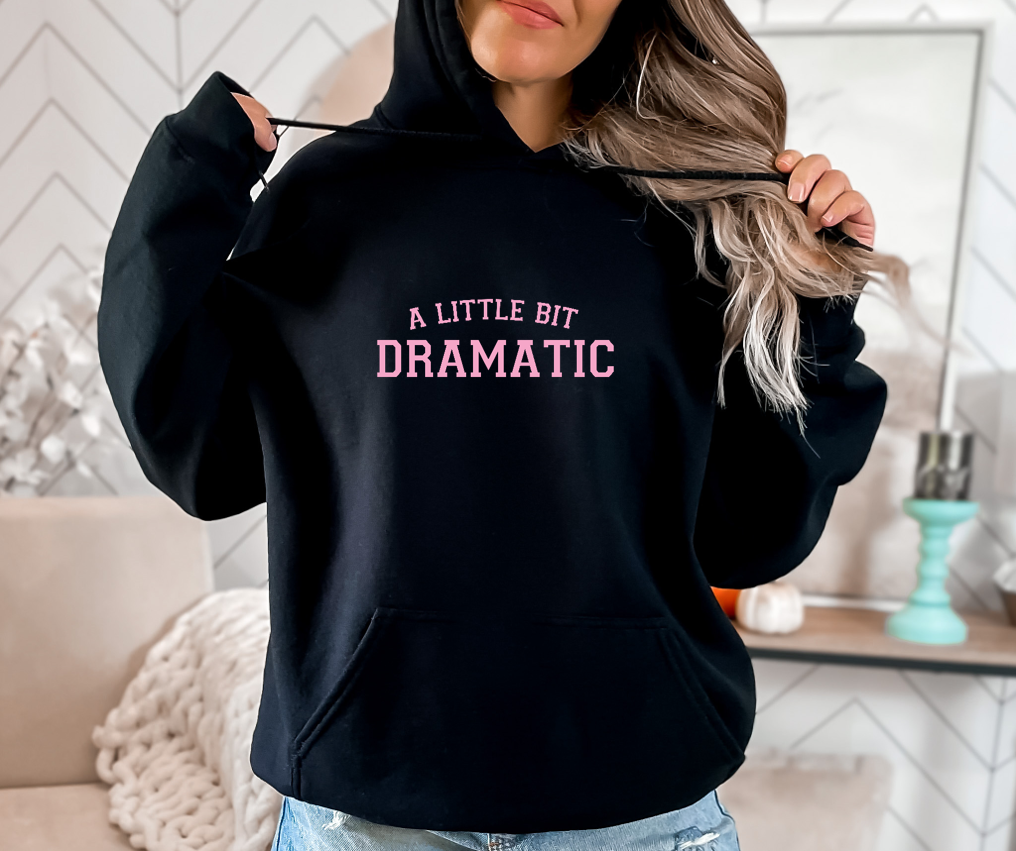 A Little Bit Dramatic' Black Hoodie, Pink Text – Lola Bella Rose Little  Gift Co